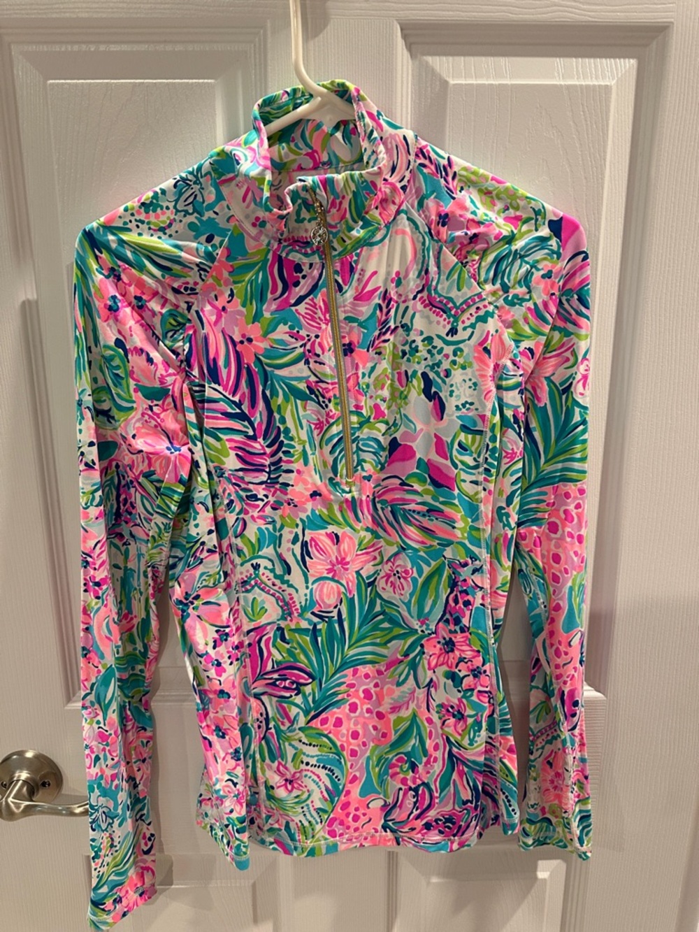 Women's Pink & Green Floral One-Piece Rash Guard